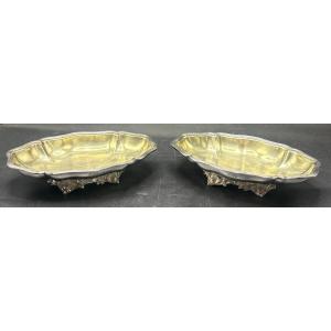 A Pair Of Silver-plated And Gilt-gilt Metal Dishes From Christofle, 1900s