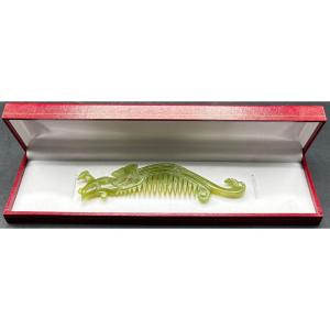 1900s Chinese Carved Jade Hair Comb Or Barrette