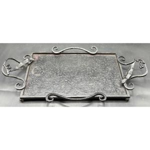 Small 1920s French Painted Wrought Iron Display Tray 