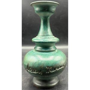 Soliflore Vase In Threaded Glazed Terracotta From The 1970s/80s Signed By Jean Marais 