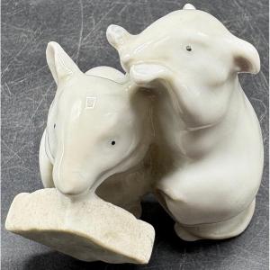 SUJET SOURIS EN PORCELAINE ÉMAILLÉE DES ANNÉES 1920 ALLEMANDE