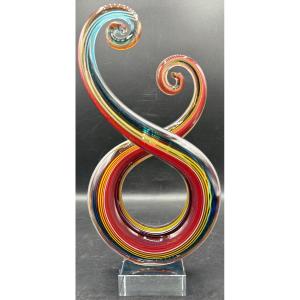 SCULPTURE EN VERRE ET CRISTAL SOUFFLÉS DES ANNÉES 1970/80 MURANO 