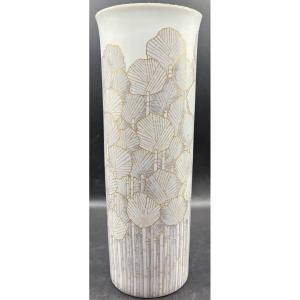 VASE PORCELAINE ÉMAILLÉE DORÉ DES ANNÉES 1980 NOSSEK POUR KAISER 