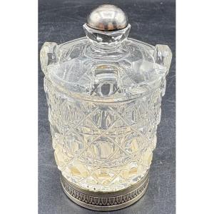 MOUTARDIER EN CRISTAL SOUFFLÉ TAILLÉ ET ARGENT MASSIF DU XIXÈME BACCARAT 