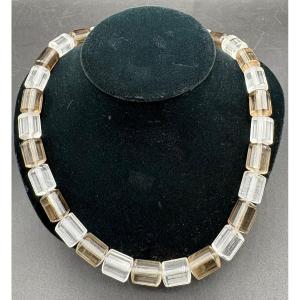 French Rock Crystal And Smoky Quartz Necklace From The 1930s/40s