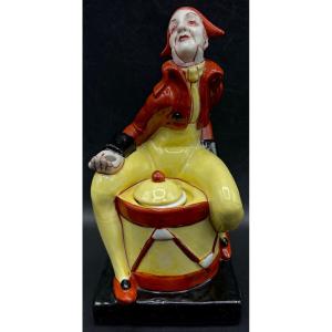 Subject Inkwell Porcelain Enamel Painted 1930s German