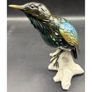 SUJET OISEAU EN PORCELAINE ÉMAILLÉE DES ANNÉES 1920 PAR KARL ENS