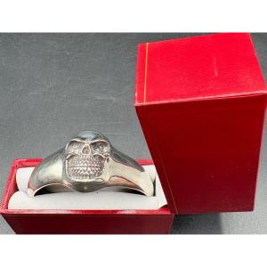 BRACELET JONC 3/4 OUVRANT EN ARGENT MASSIF DES ANNÉES 1980 SIGNÉ “M “