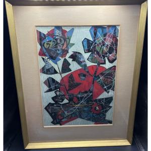 Composition Of Gouaches And Glued Cut-outs From 1964 By Jeanlux