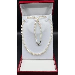 COLLIER DE PERLES DE CULTURE DES ANNÉES 1970/80 ET ARGENT JAPONAIS