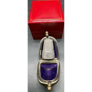 1900s Sterling Silver Thimble With French Case