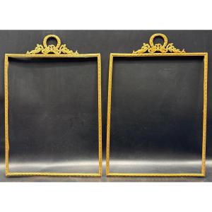 Pair Of Large Gilded Bronze Frame Mounts From The 1880s, French