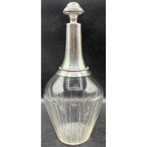 Late 19th-century French Decanting Carafe Made Of Cut Blown Crystal And Solid Silver