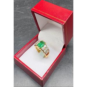 BAGUE EN VERMEIL, CRISTAL TAILLÉ FRANÇAISE DES ANNÉES 1980