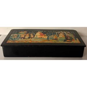 Lacquered And Painted Russian Bous Box From The Late 19th Century By V. F. Moméra