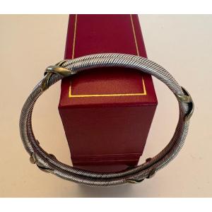 Vintage European Solid Silver And Vermeil Bangle From The 1960s/70s