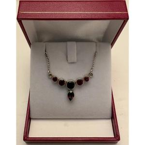Solid Silver Pendant With Almandine Garnets From The 1950s/60s, European