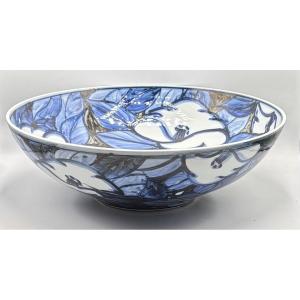 A Very Large, Hand-painted Enameled Porcelain Salad Bowl From The 1930s, Japanese