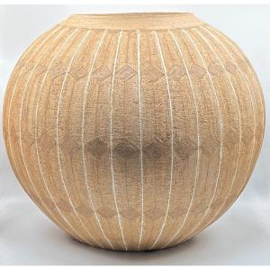 ÉNORME VASE EN TERRE CUITE ÉMAILLÉE DES ANNÉES 1940 JAPONAIS PAR TOKI