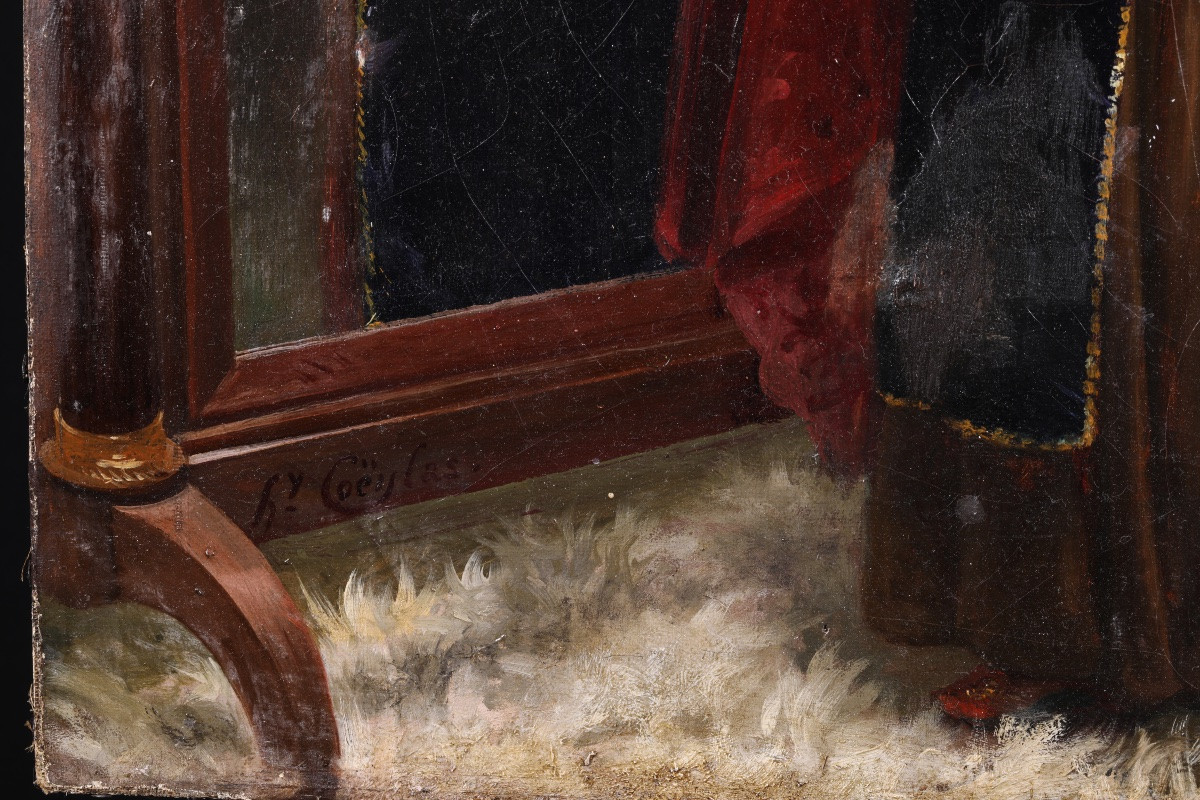 Henry Coëylas (1844–1923) – Rêverie devant le miroir,  huile sur toile vers 1880-photo-2