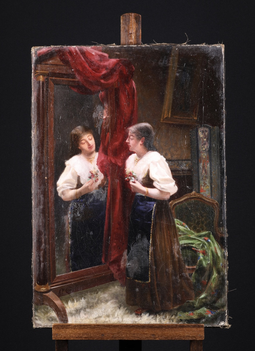 Henry Coëylas (1844–1923) – Rêverie devant le miroir,  huile sur toile vers 1880