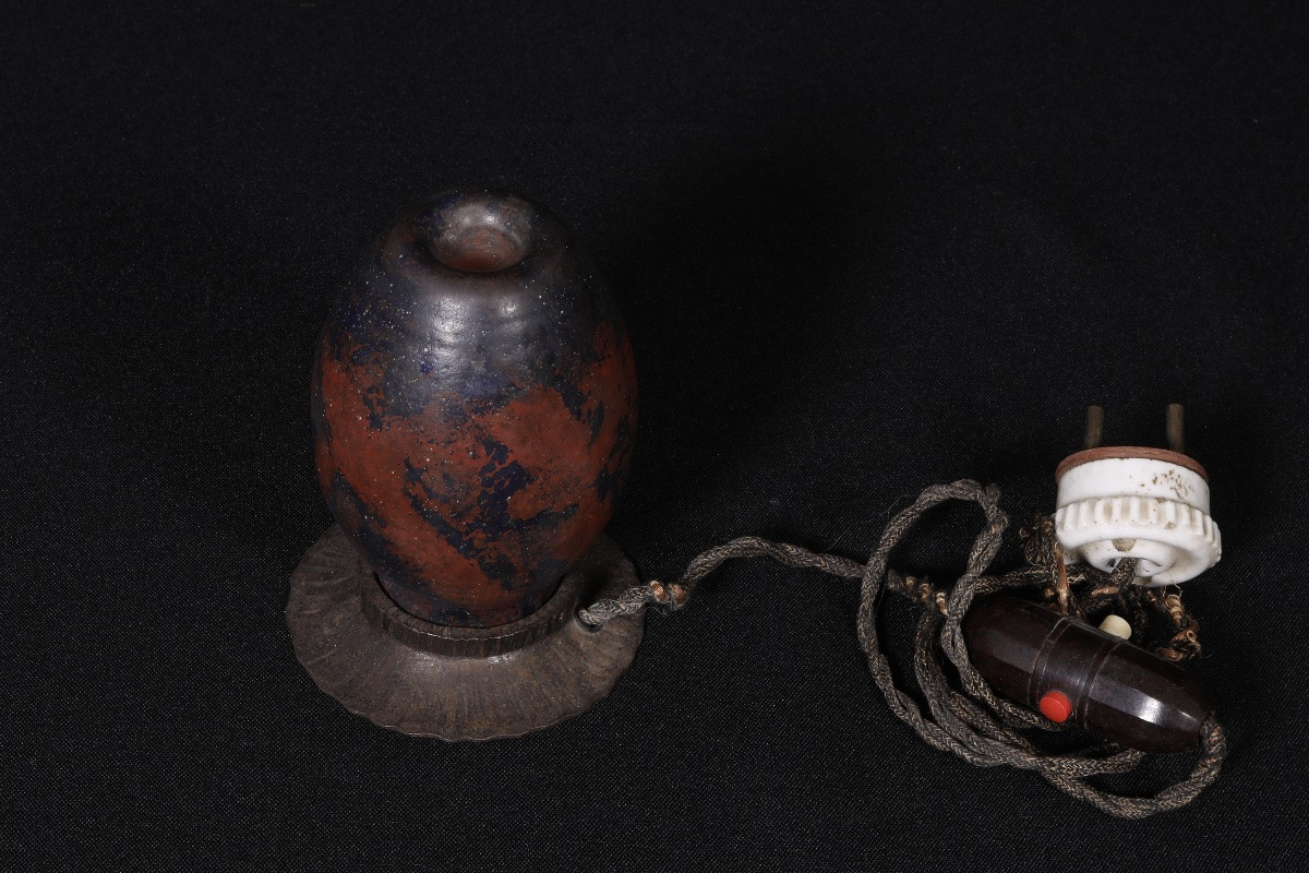 Veilleuse brule-parfum de forme ovoïde en verre marbré -photo-3