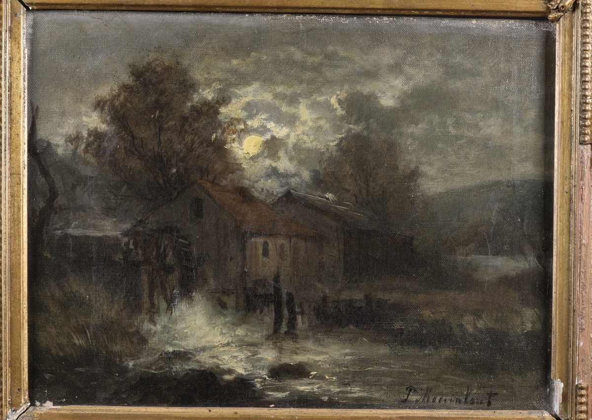 École hollandaise  XIXᵉ siècle - Le Moulin au bord de l’eau-photo-3