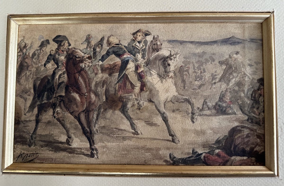 French Revolutionary War - Watercolor And Wash Drawing Circa 1900 - Pierre Petit-gérard-photo-2
