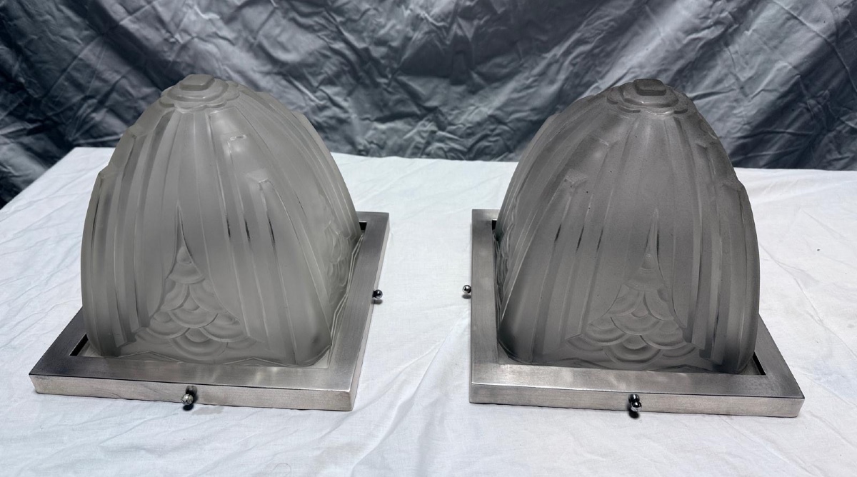 Pair Of Art Deco Ceiling Lights - Charles Schneider 