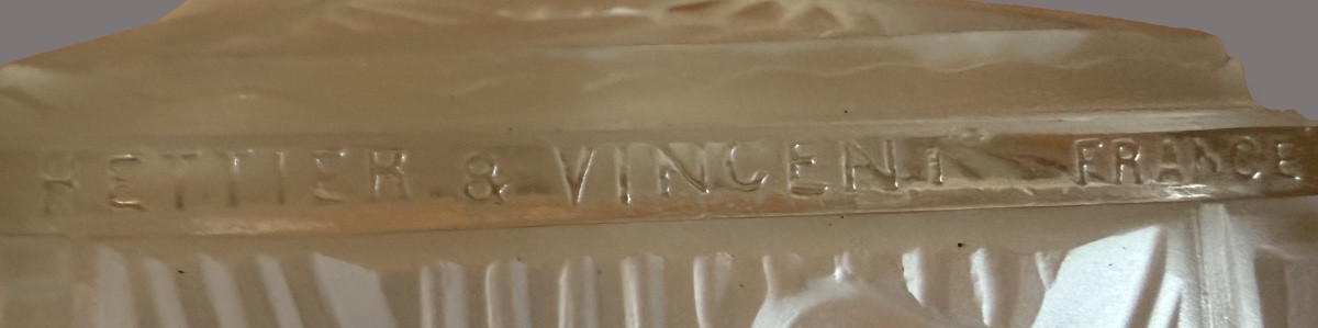 Art Deco Lamp By Hettier & Vincent In Bronze And Pressed Glass, Hexagonal Model – 37 Cm-photo-2