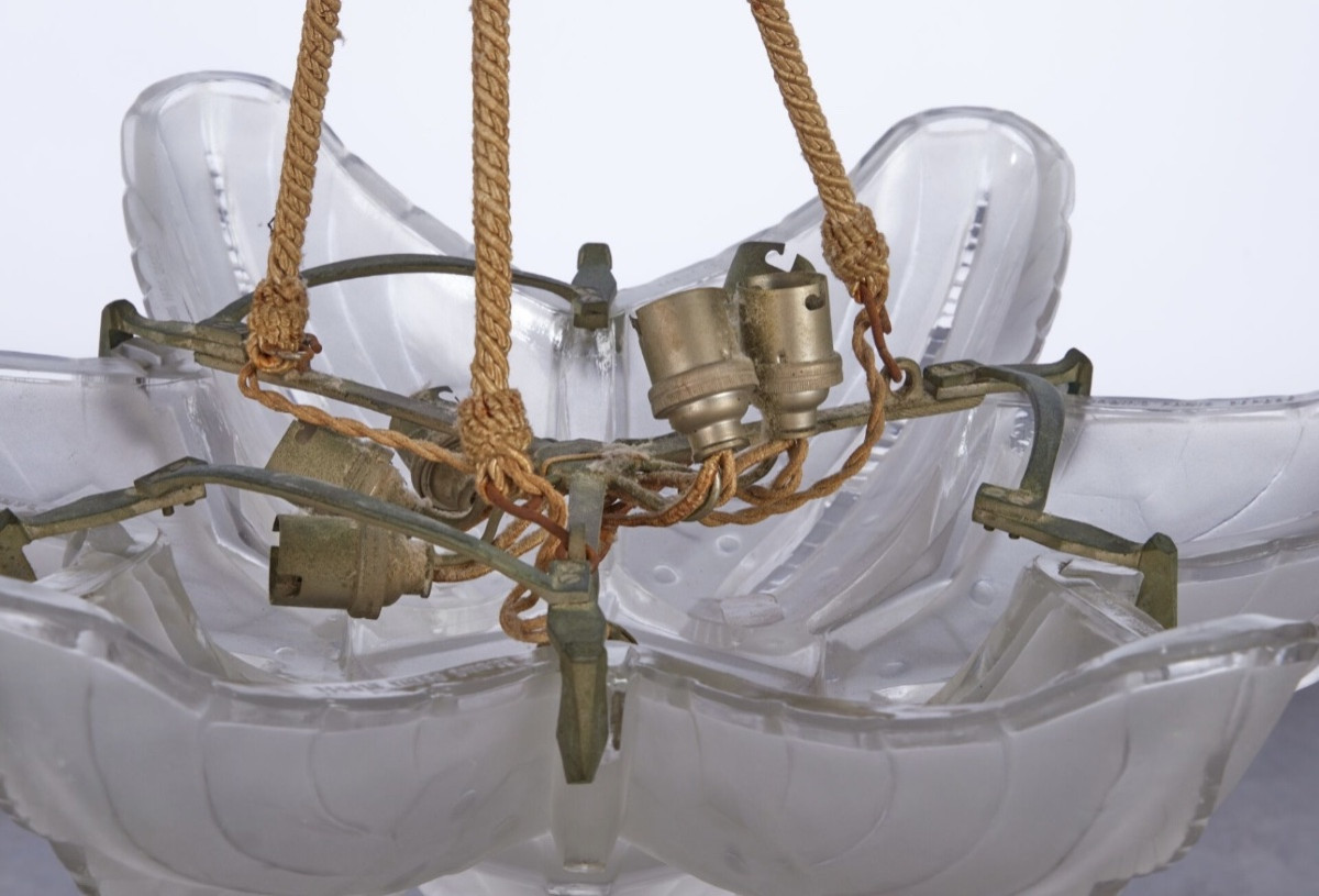 Lustre /Suspension Art Déco en verre moulé par Sabino – 50 cm-photo-3