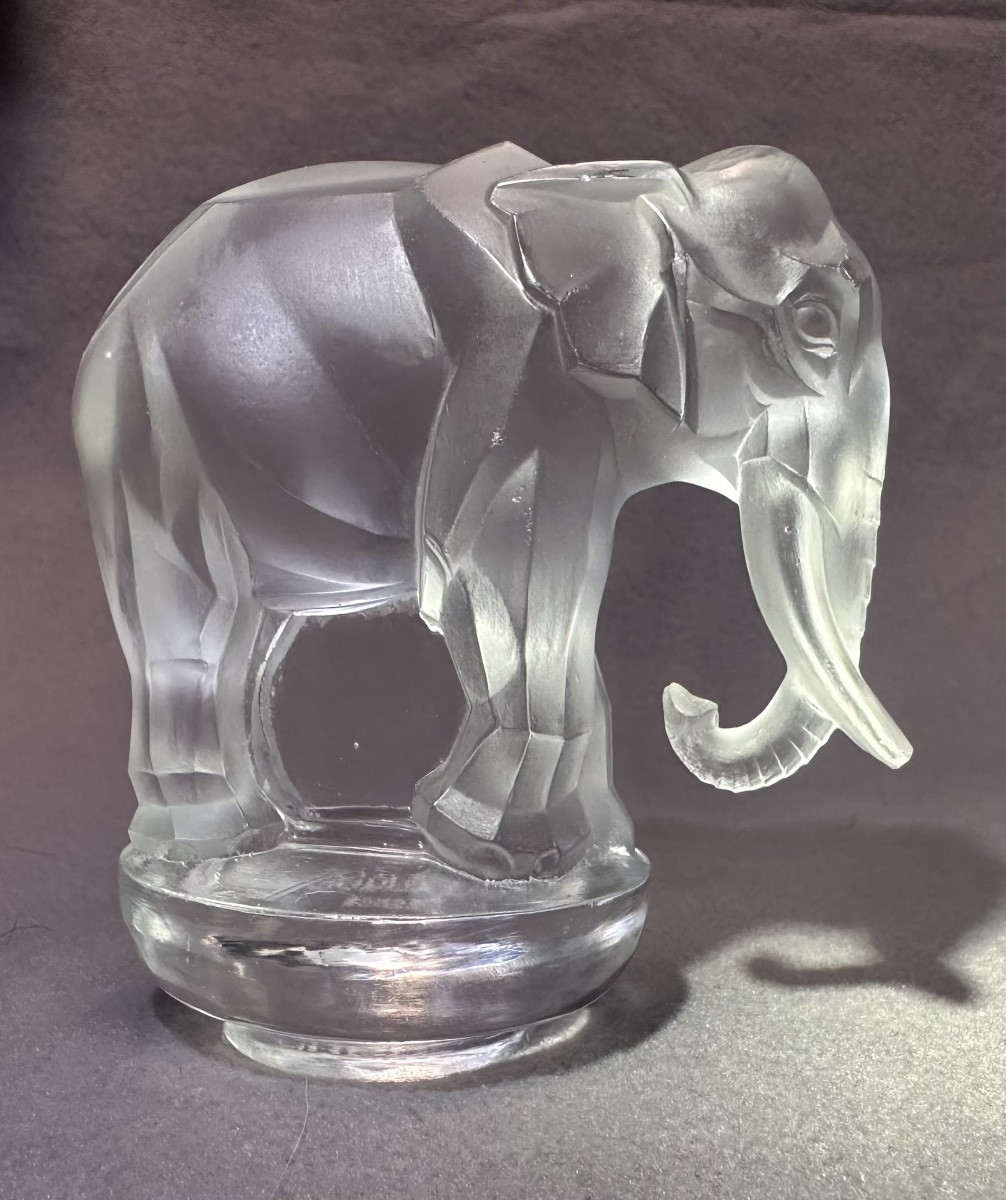 Presse-papier René Lalique -  Toby Eléphant en verre blanc-photo-4