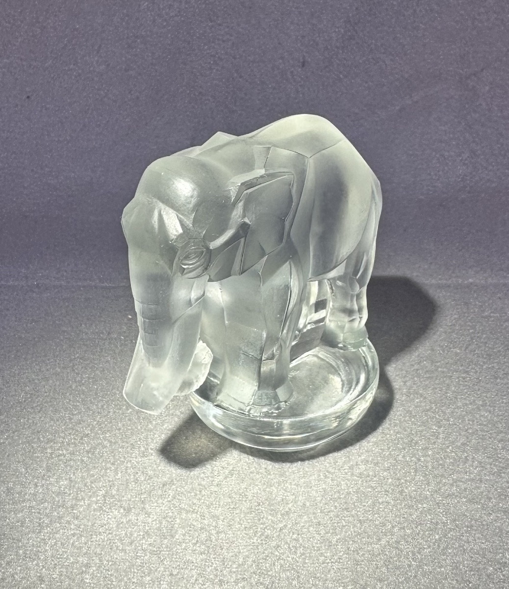 Presse-papier René Lalique -  Toby Eléphant en verre blanc-photo-3