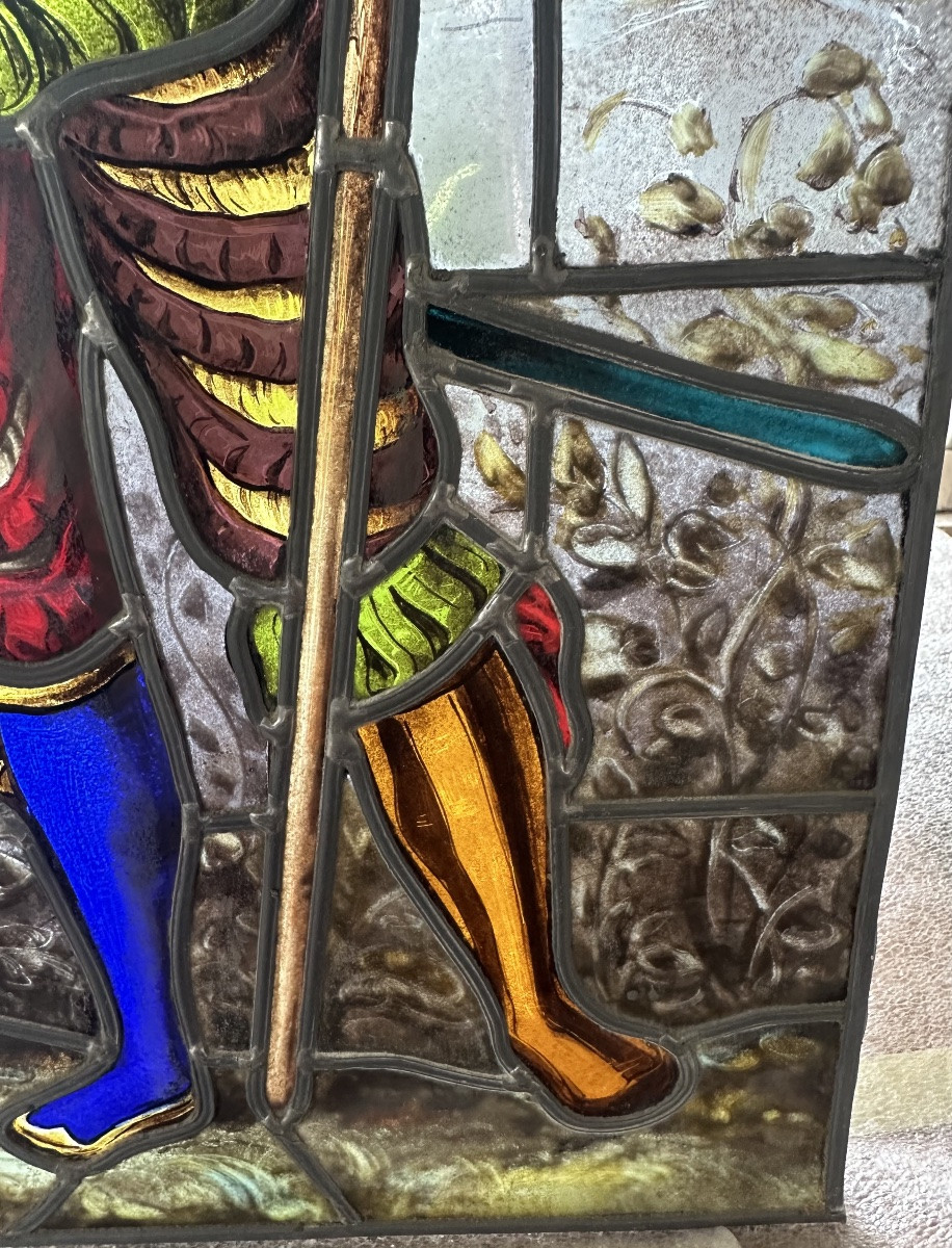 Vitrail suisse de cabinet représentant un hallebardier-photo-2