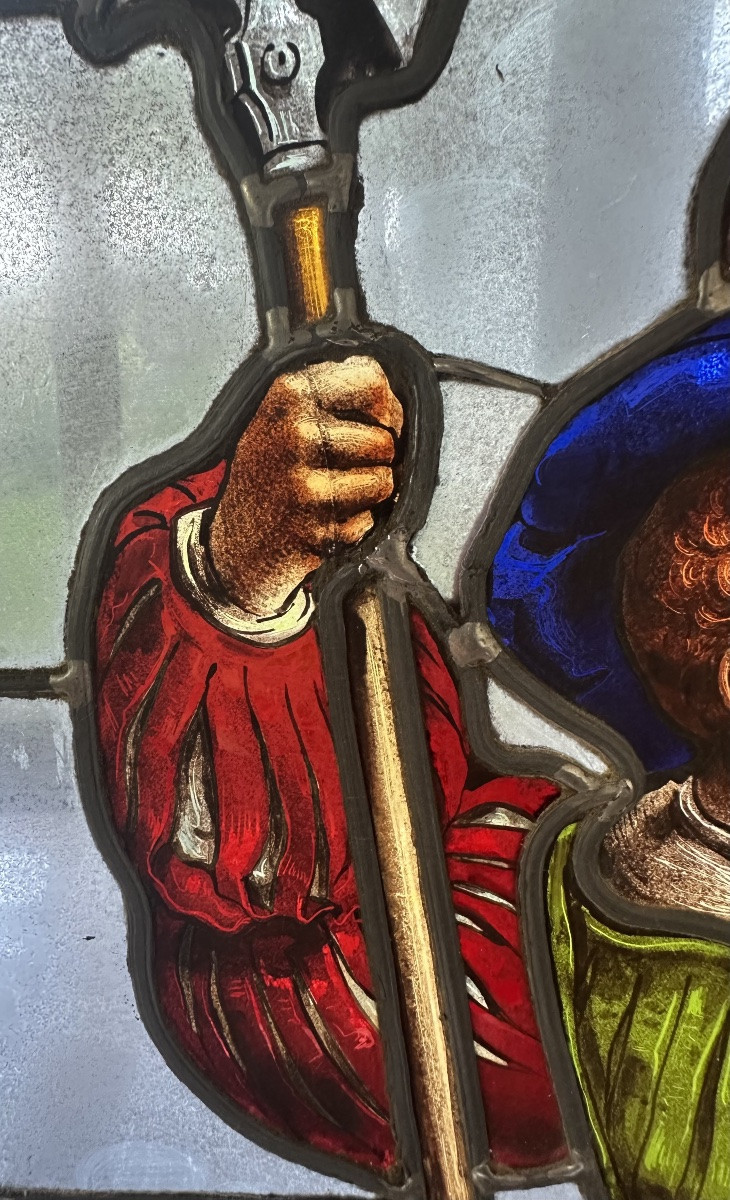 Vitrail suisse de cabinet représentant un hallebardier-photo-3