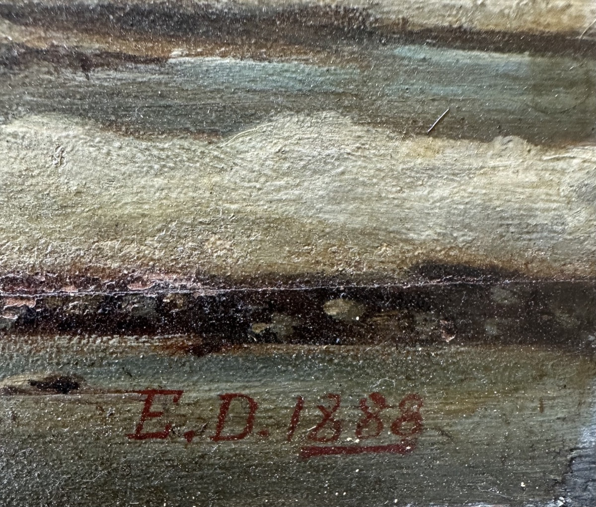 Animated Winter Landscape, 1888 Oil On Panel, Signed And Dated Lower Right E.d. 1888-photo-4