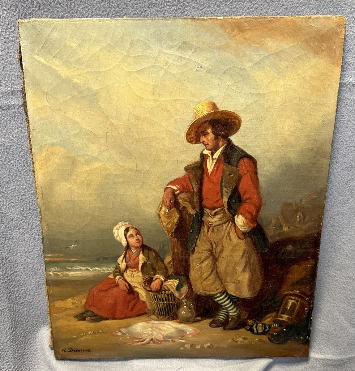 Auguste Delacroix - Young Fishermen - Oil On Canvas