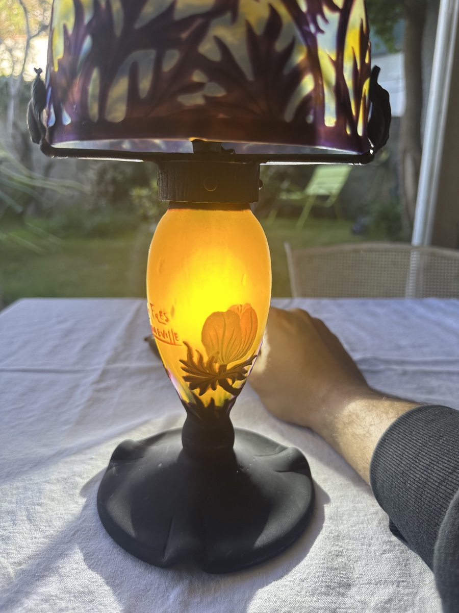     Muller Frères Lunéville - Lamp With Anemone Design-photo-2