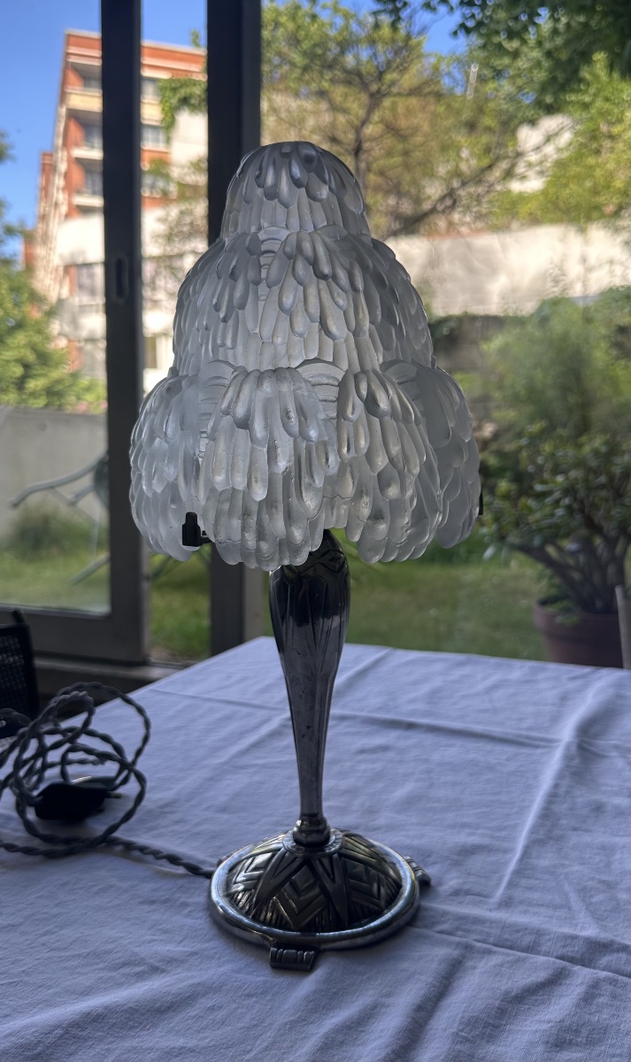 Lampe Art déco en verre moulé pressé-photo-2