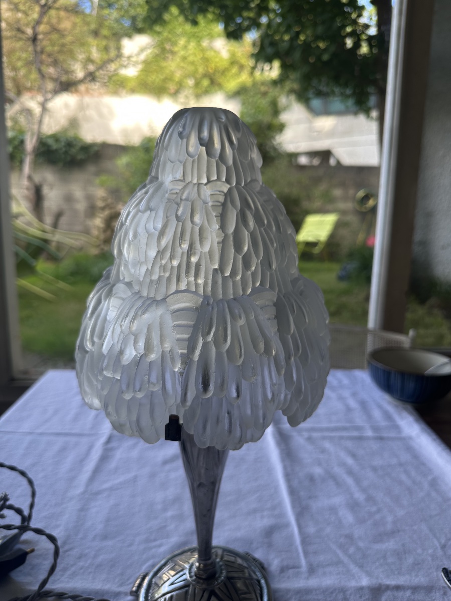 Lampe Art déco en verre moulé pressé-photo-3