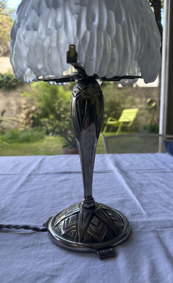 Lampe Art déco en verre moulé pressé-photo-6