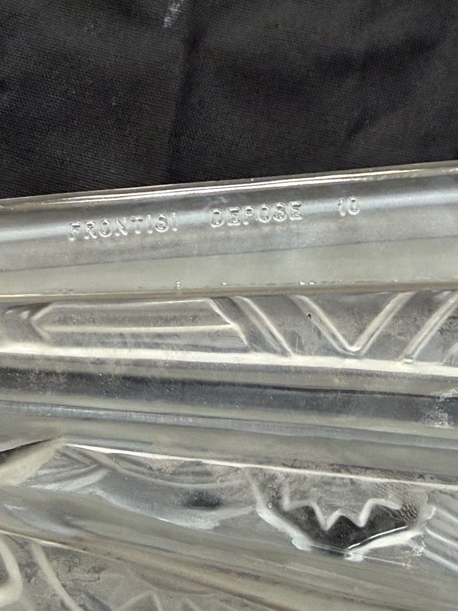 Art Deco Frontisi Chandelier In Cast Glass And Bronze-photo-6