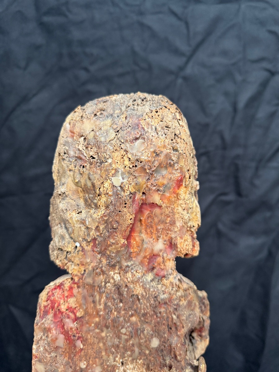 Buste du Christ en bois sculpté et polychromé France, XVIIe siècle-photo-4