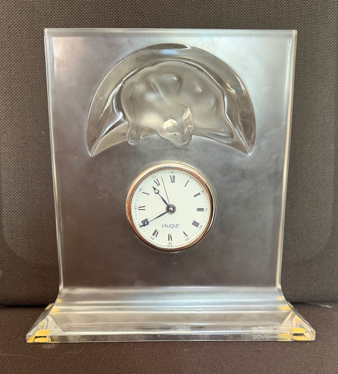 pendulette Lalique Chat en christal -photo-2