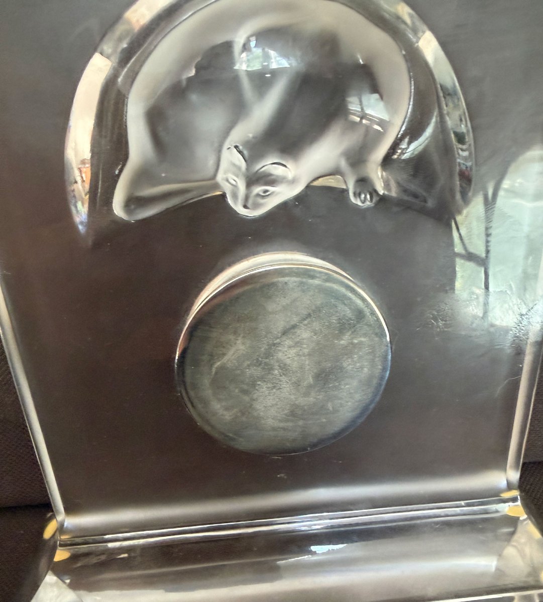pendulette Lalique Chat en christal -photo-4