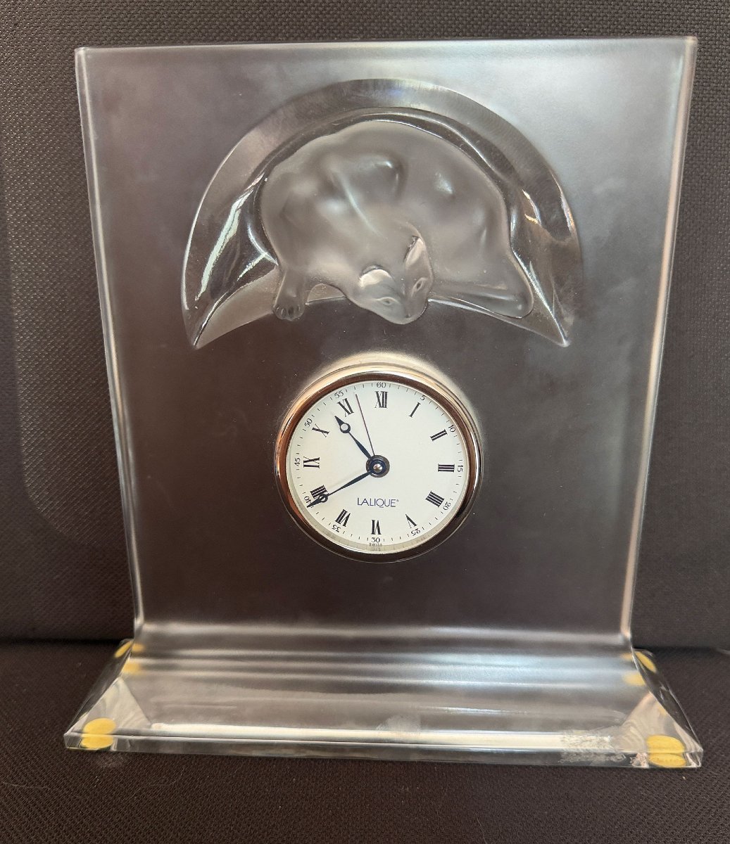 pendulette Lalique Chat en christal 