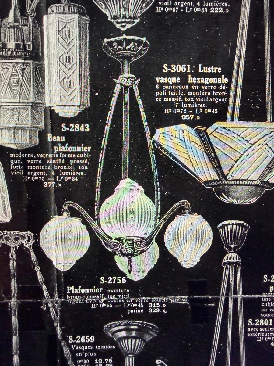 Exceptionnelle paire de lustres Art Déco par la Maison Leleu vers 1930-photo-6