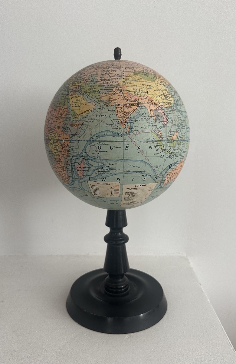 Ancien globe terrestre J. Forest – Girard & Barrère, Paris – vers 1925-1930 – Cartographie fran-photo-3