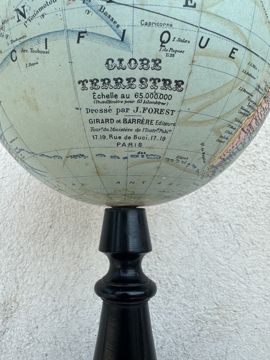 Ancien globe terrestre J. Forest – Girard & Barrère, Paris – vers 1925-1930 – Cartographie fran-photo-2