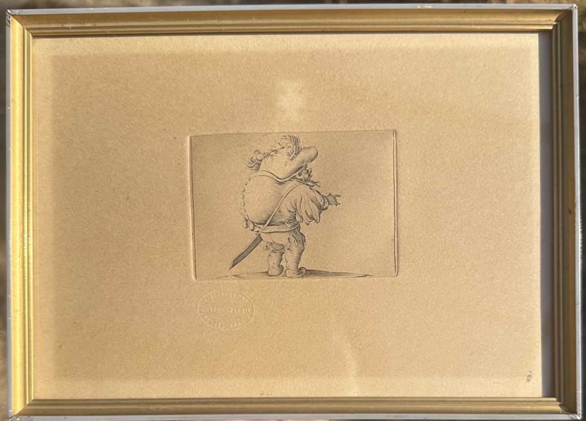 Jacques CALLOT (1592-1635) L’Homme au gros dos orné d’une rangée de boutons Suite des Gobbi